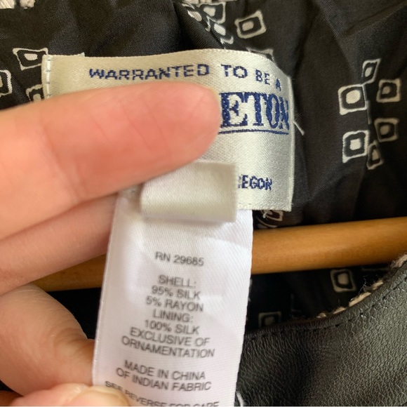 Pendleton Silk Tweed Boucle blazer Lady Jacket lined pockets 12 Leather Trim - Picture 9 of 12